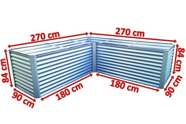 OUTFLEXX Eck-Hochbeet, Silber, Zincalume, 270x270x90x84cm – Bild 5