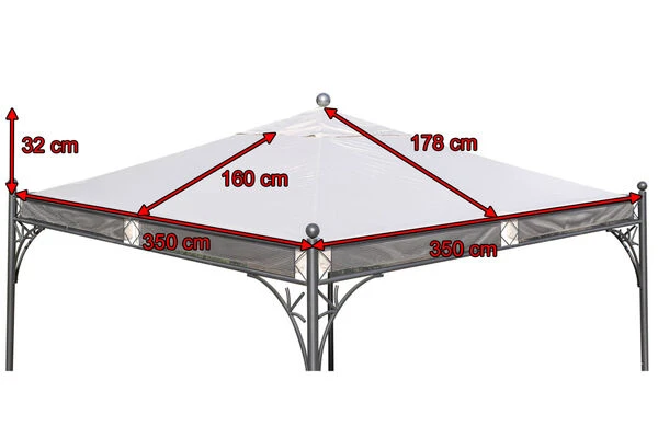 OUTFLEXX Ersatzdach Für Siena Garden Pavillon Korfu, Natur, Polyester PU-beschichtet, 350x350cm – Bild 5