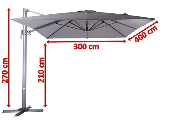 OUTFLEXX Ampelschirm, Anthrazit, Pulverbesch. Aluminium, 400x300cm, Inkl. PlattenstĂ€nder â Bild 5