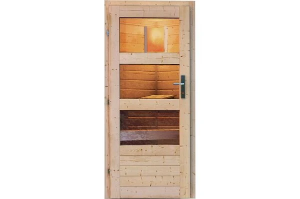 KARIBU Saunahaus Skrollan 1, Fichtenholz 38mm, Fronteinstieg, Ca. 6,4m² – Bild 5