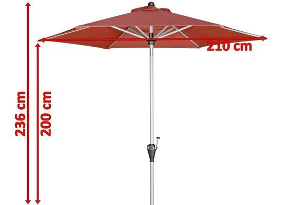 DOPPLER Active Auto Tilt Mittelstockschirm, Terrakotta, Aluminium/Textil, Ø210cm, Höhenverstellbar, Knickbar, Mit Kurbel – Bild 5