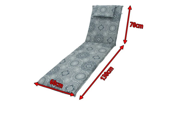 DOPPLER Lyra Liegenauflage, Grau Gemustert, Polyester, 200 X 60 X 7 Cm, Mit Kopfkissen Und Reißverschluss – Bild 5