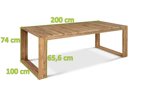 OUTFLEXX Anok Esstisch, Natur, Recycled FSC®-Teak, 200x100 – Bild 5