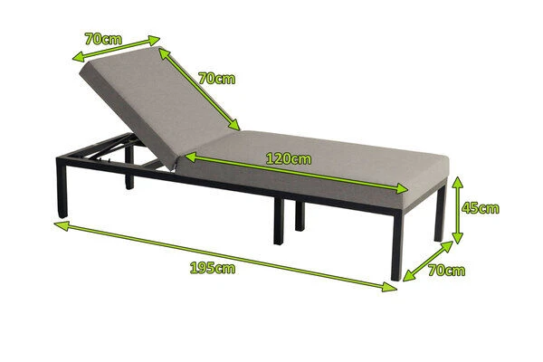 HARTMAN Eva Loungeliege, Flanelle, Sunbrella, 195 X 70 X 45 Cm, Rückenlehne Verstellbar, Hohe Liegefläche – Bild 5