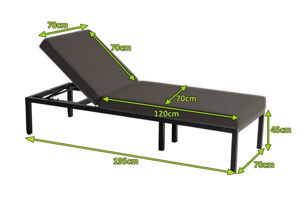 HARTMAN Eva Loungeliege, Sooty, Sunbrella, 195 X 70 X 45 Cm, Rückenlehne Verstellbar, Hohe Liegefläche – Bild 5