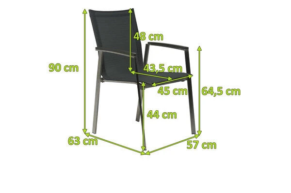 STERN New Top Stapelsessel, Silber/karbon, Edelstahl/Textil/Aluminiumarmlehnen, 63x57x90 Cm, Stapelbar – Bild 5