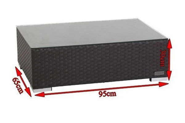 OUTFLEXX Kaffeetisch, Braun, Polyrattan, 95x65cm, Inkl. Glasplatte – Bild 5