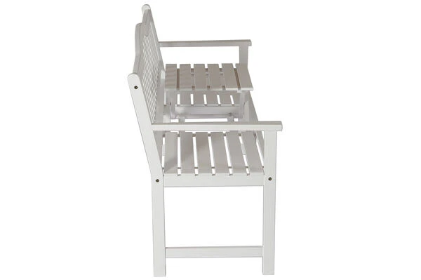 VILLANA Gartenbank, Weiß, Akazienholz, 152 X 59 X 86 Cm, 2-3 Personen, Klapptisch-Funktion – Bild 6