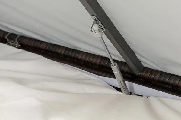 OUTFLEXX Loungemöbel-Set, Polyrattan, Braun Marmoriert, 5 Pers, Wasserfeste Kissenbox, Inkl. Beistelltisch – Bild 6