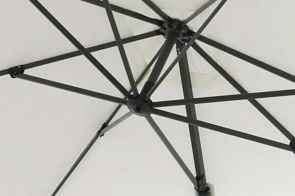 OUTFLEXX Ampelschirm, Creme, Pulverbesch. Aluminium, 300x300 Cm, Inkl. Plattenständer, Twist-Funktion – Bild 9