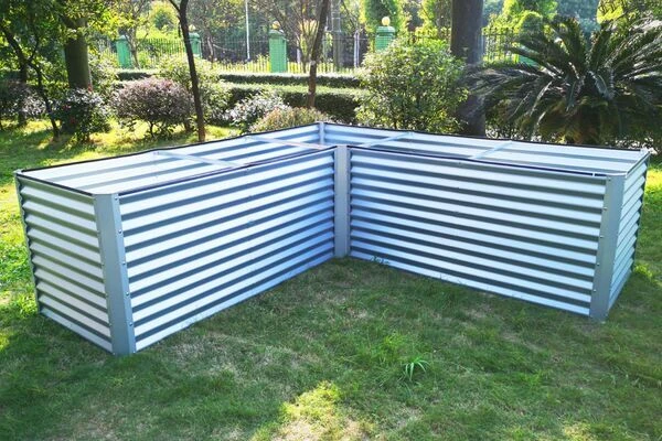 OUTFLEXX Eck-Hochbeet, Silber, Zincalume, 270x270x90x84cm – Bild 9