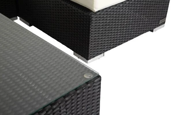 OUTFLEXX Loungemöbel-Set, Schwarz, Polyrattan, 5 Personen, Wasserfeste Kissenbox, Inkl. Kaffeetisch – Bild 6