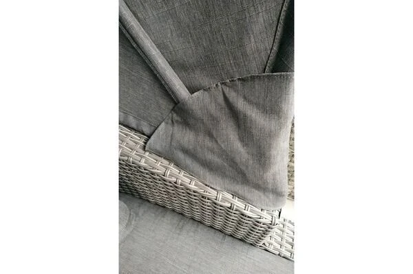 OUTFLEXX Fontana Loungebett, Grau, Polyrattan, Doppel-halbrund, Mit Unterschiebbaren Hockern, Dach Klappbar – Bild 6