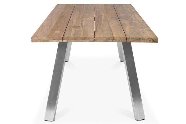 STERN Cardiff Esstischgruppe, Silber/taupe, Edelstahl/Teak, Tisch A-Gestell 220 X 100 Cm, 6 Multipositionssessel – Bild 6