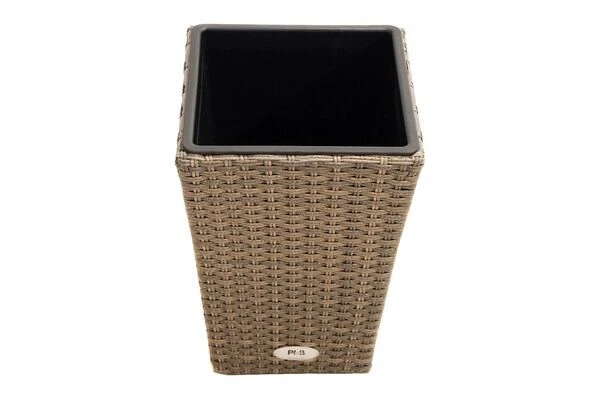 Ploß Rabida Pflanzgefäß, Champagner-meliert, Polyrattan, Konisch, 28x28x40 Cm, Kunststoffeinsatz – Bild 6