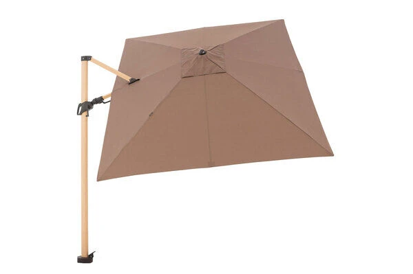 DOPPLER Alu Wood Pendelschirm, Greige, Alu/Polyester, 300x220 Cm, Mit Kurbel, Holzoptik – Bild 5