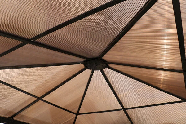 OUTFLEXX Profi Hardtop Pavillon, Grau, Aluminium, 3 X 3,6m Mit Seitenteilen Und Insektennetz – Bild 7