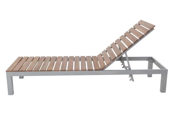 Villana 2er Sonnenliegen-Set, Alu/FSC-Akazienholz, 201x70x32,5cm, 4-fach Verstellbar, Mit Beistelltisch 45x45cm – Bild 8