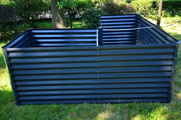 OUTFLEXX Eck-Hochbeet, Anthrazit, Zincalume, 210x210x90x84cm – Bild 7