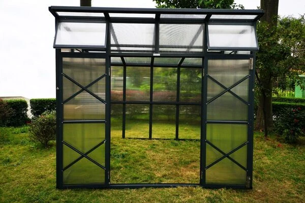 OUTFLEXX Gewächshaus, Anthrazit, Alu/Polycarbonat, 271x271x241/180cm, 4 Fenster, 10 Mm Wandstärke – Bild 7