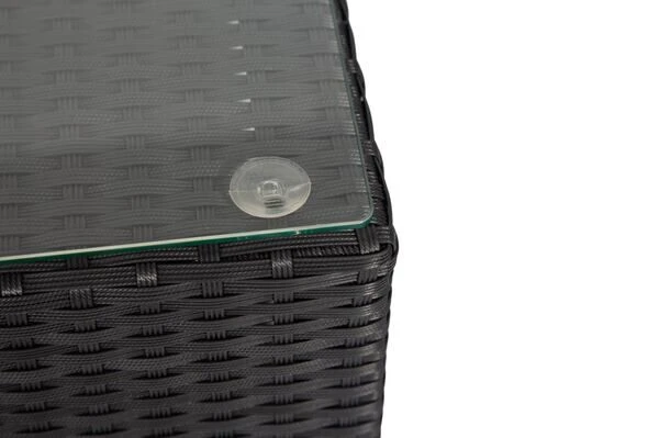 OUTFLEXX Loungemöbel-Set, Schwarz, Polyrattan, 5 Personen, Wasserfeste Kissenbox, Inkl. Kaffeetisch – Bild 7