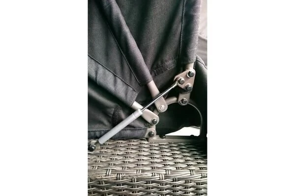 OUTFLEXX Houston Loungebett, Grau, Polyrattan, Doppel-halbrund, Viele Stellmöglichkeiten, Dach Klappbar – Bild 7