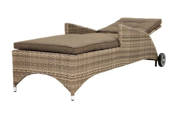 Ploß Rabida Comfort Rollliege, Champagner-meliert, Polyrattan, 198x68x44cm, Verstellbar, Hohe Sitzhöhe – Bild 7