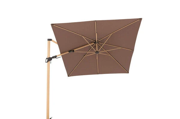 DOPPLER Alu Wood Pendelschirm, Greige, Alu/Polyester, 300x220 Cm, Mit Kurbel, Holzoptik – Bild 6