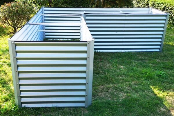 OUTFLEXX Eck-Hochbeet, Silber, Zincalume, 270x270x90x84cm – Bild 11