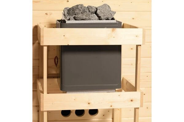 KARIBU Saunahaus Skrollan 1, Fichtenholz 38mm, Fronteinstieg, Ca. 6,4m² – Bild 8