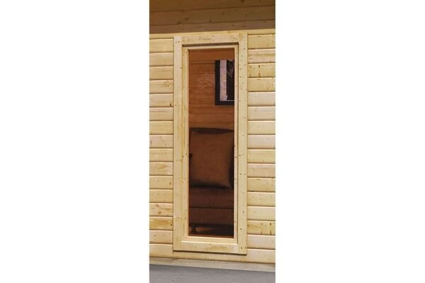 KARIBU Saunahaus Nordin, Fichtenholz 38 Mm, Eckeinstieg, Ca. 10,6m² – Bild 8