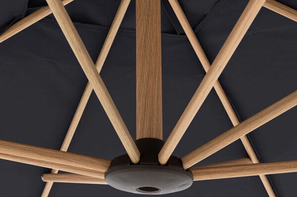 DOPPLER Alu Wood Pendelschirm, Anthrazit, Alu/Polyester, 300x220 Cm, Mit Kurbel, Holzoptik – Bild 6