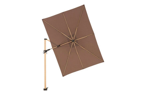 DOPPLER Alu Wood Pendelschirm, Greige, Alu/Polyester, 300x220 Cm, Mit Kurbel, Holzoptik – Bild 7