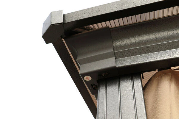 OUTFLEXX Profi Hardtop Pavillon, Grau, Aluminium, 3 X 3,6m Mit Seitenteilen Und Insektennetz – Bild 9