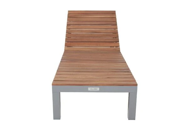 Villana 2er Sonnenliegen-Set, Alu/FSC-Akazienholz, 201x70x32,5cm, 4-fach Verstellbar, Mit Beistelltisch 45x45cm – Bild 10