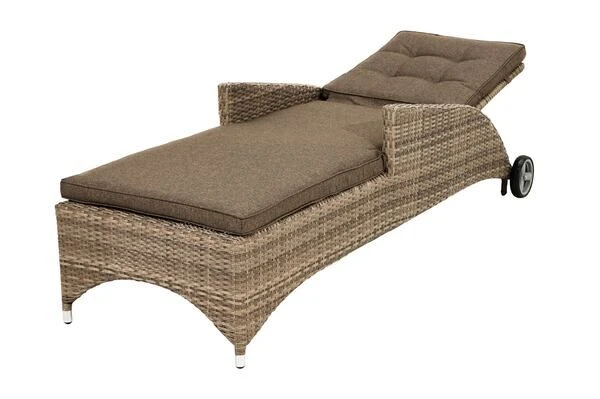 Ploß Rabida Comfort Rollliege, Champagner-meliert, Polyrattan, 198x68x44cm, Verstellbar, Hohe Sitzhöhe – Bild 9