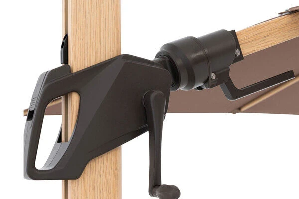 DOPPLER Alu Wood Pendelschirm, Greige, Alu/Polyester, 300x220 Cm, Mit Kurbel, Holzoptik – Bild 8