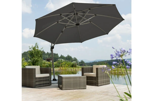 Schneider® SCHNEIDER Rhodos Rondo Ampelschirm, Anthrazit, Rund, Ø 350 Cm – Bild 10